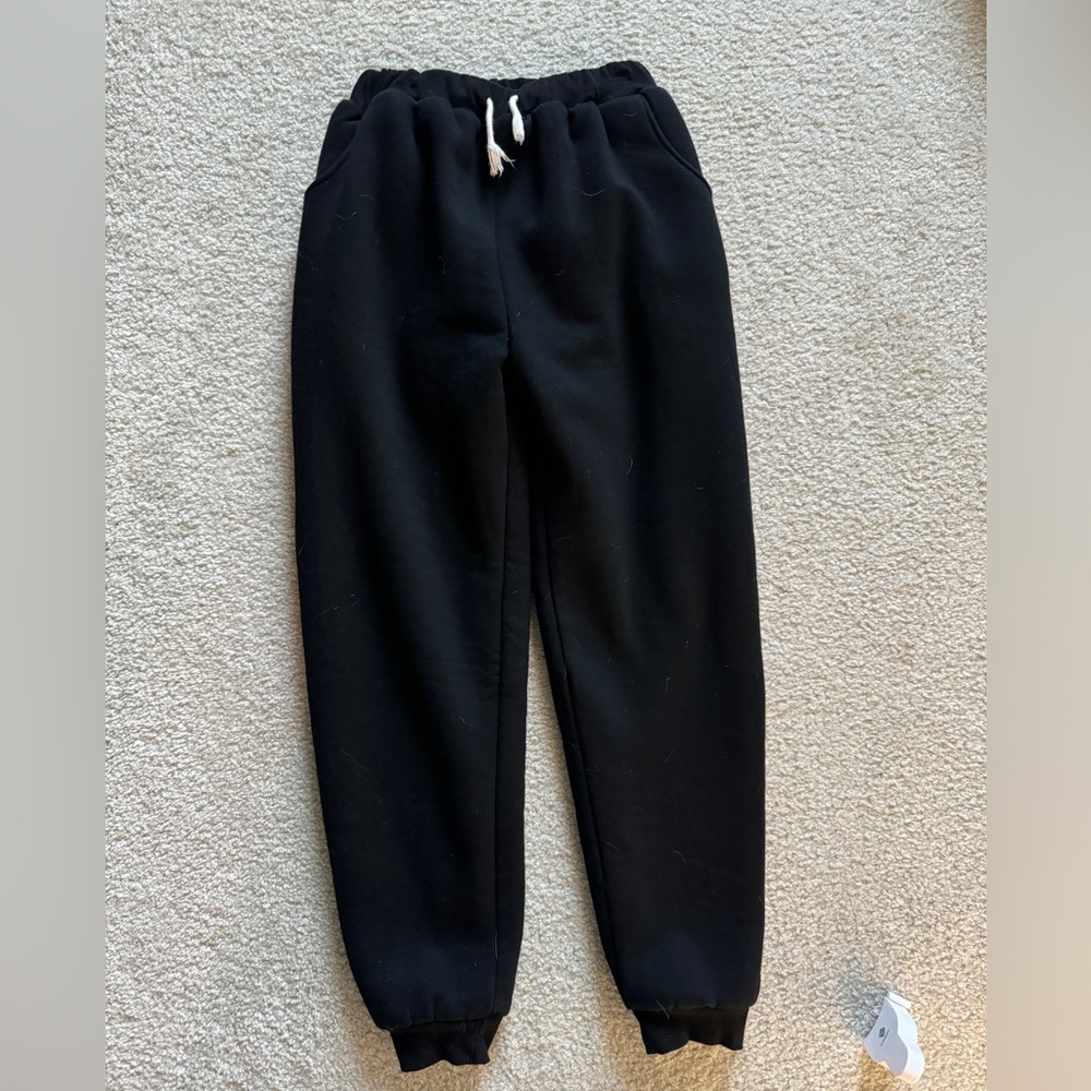 Black Sherpa-Lined Joggers